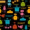 Seamless vector pattern with different retro robots