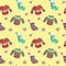 Seamless vector pattern of festive sweaters and stockings.