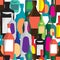 Seamless vector pattern with flat bottles of alcoholic beverages