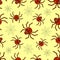 Seamless vector pattern - funny little ornate spiders between cobwebs