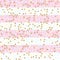 Seamless vector pattern with glittering dots on pink stripes. Bright holidays stripes background. Golden glitter pattern. Metalli