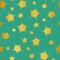 Seamless vector pattern with golden gradient stars on a bright teal background