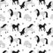 Seamless vector pattern with gray and black horse illustrations on transparent background.Scandinavian,abstract