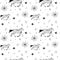 Seamless vector pattern with gray and black horse illustrations on transparent background.Scandinavian,abstract