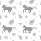 Seamless vector pattern with gray and black horse illustrations on transparent background.Scandinavian,abstract