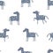 Seamless vector pattern with gray horses isolated on a white background. Dapple-grey horse, gray horse in apples.