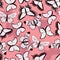 Seamless vector pattern with hand drawn colorful butterflies, pink background