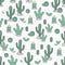 Seamless vector pattern with hand drawn doodle cactuses and succulents. Mexican ornament with spiny cacti