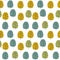 Seamless vector pattern. Hand drawn doodle trees with multicolored foliage in warm autumnal color palette green gray yellow. Retro