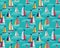 Seamless vector pattern with hand drawn sailing yachts.