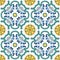 Seamless vector pattern with hand drawn traditional motifs of southern italy ceramics