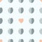 Seamless vector pattern: handmade  staggered hearts and leaves