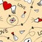 Seamless vector pattern of hearts. Lovely Vector background.