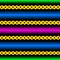 Seamless vector pattern: horizontal neon stripes in green, blue and purple between yellow borders