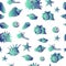 Seamless vector pattern with the image seashells. Graphic. The gradient transition of colors