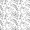 Seamless vector pattern with insects, black and white background with snails, butterflies and dots