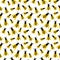 Seamless vector pattern with insects, chaotic background with yellow wasps on the white backdrop