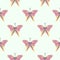 Seamless vector pattern with insects, symmetrical background with colorful butterflies over light backdrop