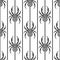 Seamless vector pattern with insects, symmetrical background with decorative black closeup spiders