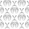 Seamless vector pattern with insects, symmetrical black and white background with decorative closeup ladybugs, on the white backd