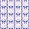 Seamless vector pattern with insects, symmetrical geometric blue background with butterflies. Decorative repeating ornament