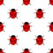 Seamless vector pattern with insects, symmetrical laconic background with bright ladybugs, over white backdrop