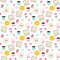 Seamless vector pattern with kawaii breakfast things