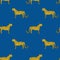 Seamless vector pattern with leopards, jaguar and cheetah. Wild African animals on a blue background. Wild cats