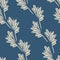 Seamless vector pattern with light diagonal stripes of leaves on a blue background
