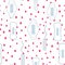 Seamless vector pattern with menstruation sanitary pads and cotton tampons.