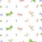 Seamless vector pattern. Multi-colored dragonfly. Isolated on a white background. Vector graphics.