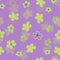 Seamless vector pattern with olive flowers on a lilac background. Texture for baby print, postcard, wallpaper, wrapping