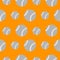 Seamless vector pattern, orange background with baseballs