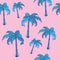 Seamless vector pattern of palms in cartoon style, neon colours