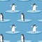 Seamless vector pattern with penguins standing on stylized glacier