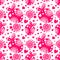 Seamless vector pattern with pink decorative ornamental beautiful strawberries and dots on the white background.