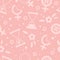 Seamless vector pattern with pink female gender icon.