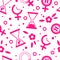 Seamless vector pattern with pink female gender icon.