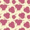 Seamless vector pattern with pink flower groups on pale yellow backgrond