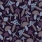 Seamless vector pattern with poisonous purple mushrooms
