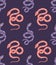 Seamless vector pattern with purple and pink snakes. Cartoon texture with pythons on purple background. Surface design with