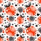 Seamless vector pattern with red and black different decorative ornamental beautiful strawberries on the white background.