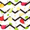 Seamless vector pattern of ripe pears fruit. Striped zig-zag background with delicious juicy , whole, slice, half