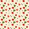 Seamless vector pattern with ripe strawberries, leaves and cherry .