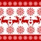 Seamless vector pattern - Scandinavian Christmas border with reindeer, snowflakes and hearts