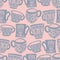 Seamless vector pattern of silhouettes of traditional ornamental big cups