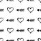 Seamless vector pattern. Simple black and white background with hand drawn hearts and arrows