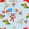 Seamless vector pattern with skydiver dog, parachute and planes. Design concept for kids textile print, nursery wallpaper,