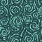 Seamless vector pattern of spirals, ragged lines and corners in Tidewater Green tones. Texture of swirls and curls.