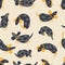Seamless vector pattern of spotted black dachshunds. Perfect for scrapbooking, greeting card, poster, textile and prints.